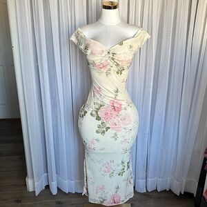 Floral Off-Shoulder Double Lined Dress